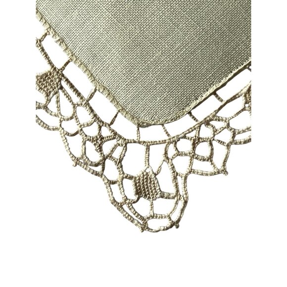 Set Of 10 Pale Yellow Linen & Crochet Doilies 7" X 5.5" Table Decor Wedding - Picture 12 of 13